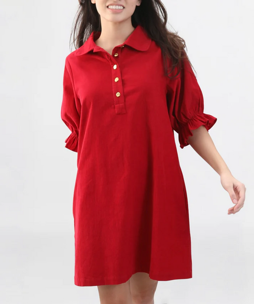 Noel Corduroy Dress - Red