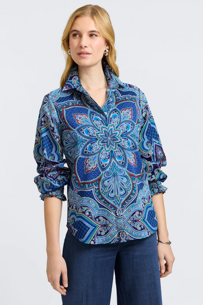 Olivia Long Sleeve Blouse - Blue Multi