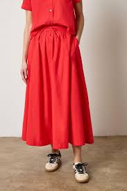 Paneled Maxi Skirt - Scarlet