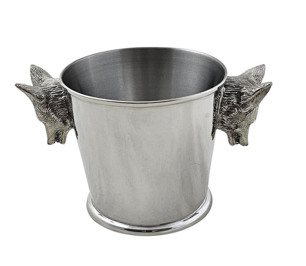 Pewter Ice Bucket w/ Fox Handles