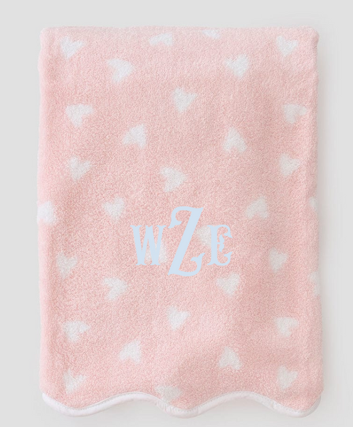Pair Hand Towels - Pink w/Hearts