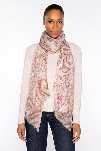 Paisley Print Scarf - Pink 34X40