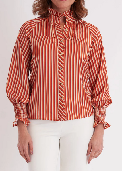 Plato Blouse - Terracotta Stripe