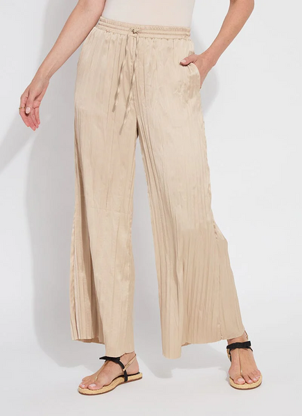 Pleated Palazzo Pants - Chablis