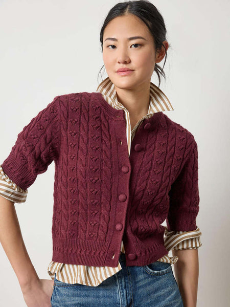 Short Sleeve Cardigan - Plum
