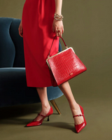Jackie Frame Bag - Red Croc