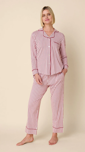 Holiday Stripe Knit Pajamas - Red/White