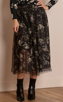 Reign Printed Tulle Skirt - Black