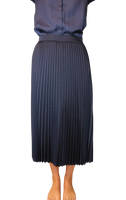 Pleated Satin Skirt - Navy