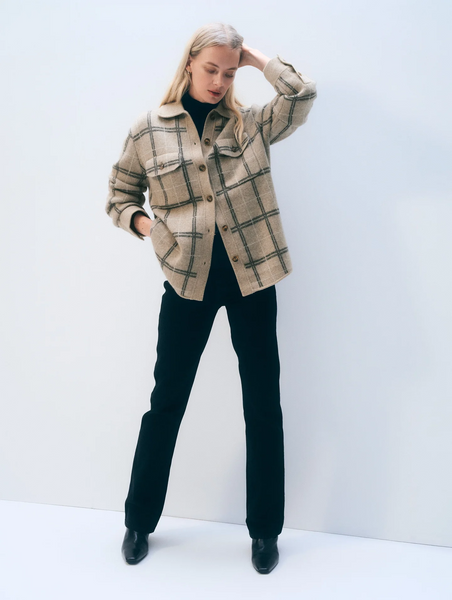 Cashmere Plaid Shacket - Taupe