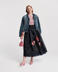 Shea Maxi Skirt - Black w/ Poppy