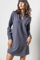 Seamed Shirt Dress - Black