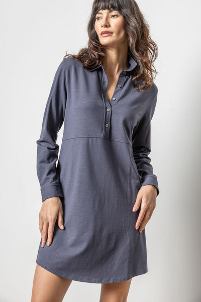 Seamed Shirt Dress - Black