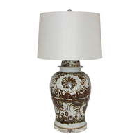 Brown Silla Flower Jar Lamp w/Gold Base