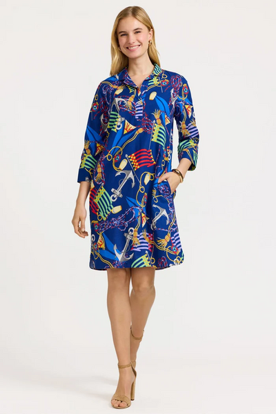 Sloane Dress - Navy Flags