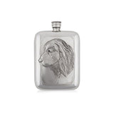 Spaniel Head English Pewter Flask 6oz