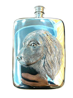 Spaniel Head English Pewter Flask 6oz