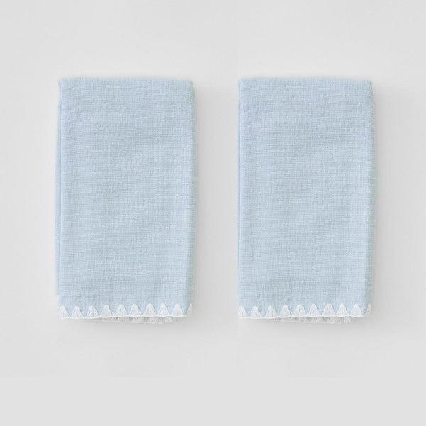 Pair Stitched Edge Powder Towels - Blue