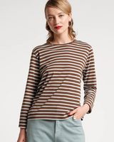 Long Sleeve Striped Tee - Chocolate/Blue