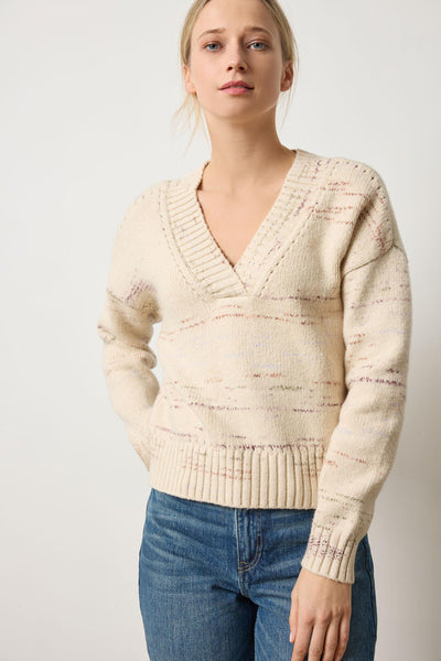 Oversized V-Neck Sweater - Eggshell
