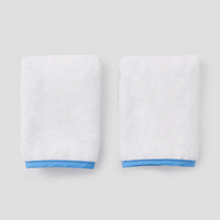 Pair Wash Cloths - White/French Blue