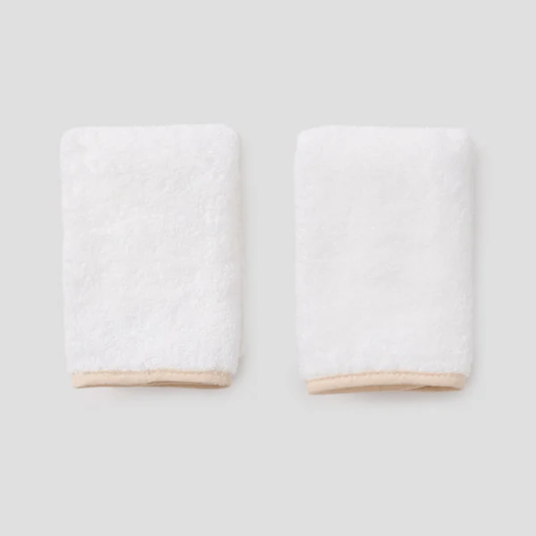 Pair Wash Cloths - White/Sand