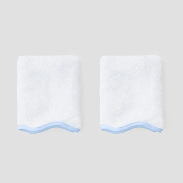 Pair Washcloths - White/Light Blue