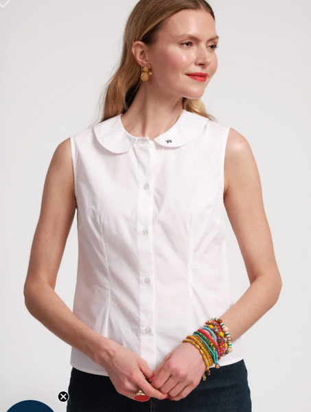 Louise Collar Shell - White