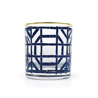 Navy Bamboo Bourbon Glasses Set/4