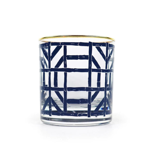 Navy Bamboo Bourbon Glasses Set/4