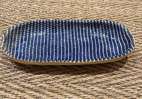 Small Ceramic Canape Tray - 12 X 6 X 1.5 in Cobalt