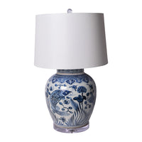 Lidded Jar Fish Lamp - Blue and White