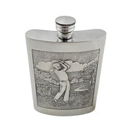 Pewter Flask - Golf Scene