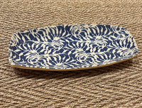 Small Ceramic Laurel Tray - 14" X 7" X 1.5" in Cobalt